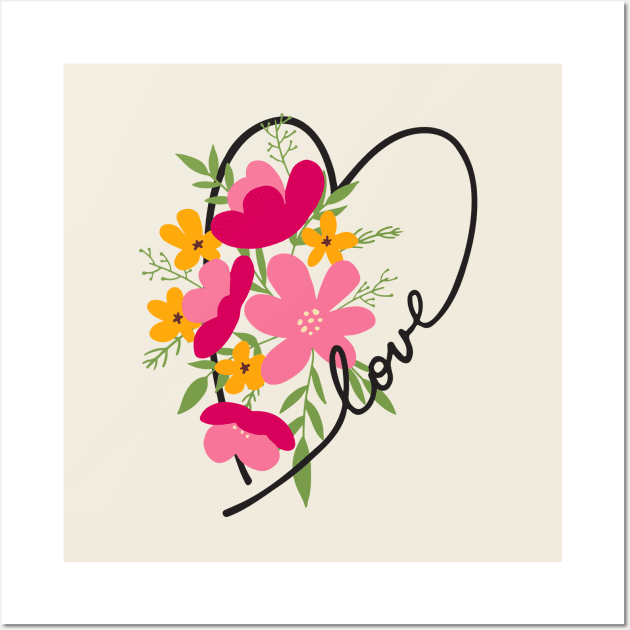 Floral Heart Love Letters for Flower Lovers Wall Art by B*Shoppe